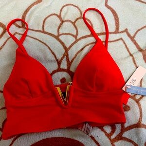 NWT Victoria’s secret RED bikini top gold v hardware